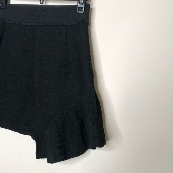 Sandro Asymmetric Skirt with Side Ruffle Black Size Small - Picture 5 of 9